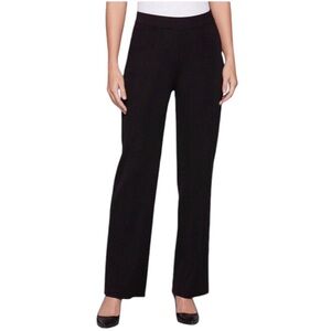 Misook Pull On Knit Black Wrinkle Resistant Wide Leg Pants Size M